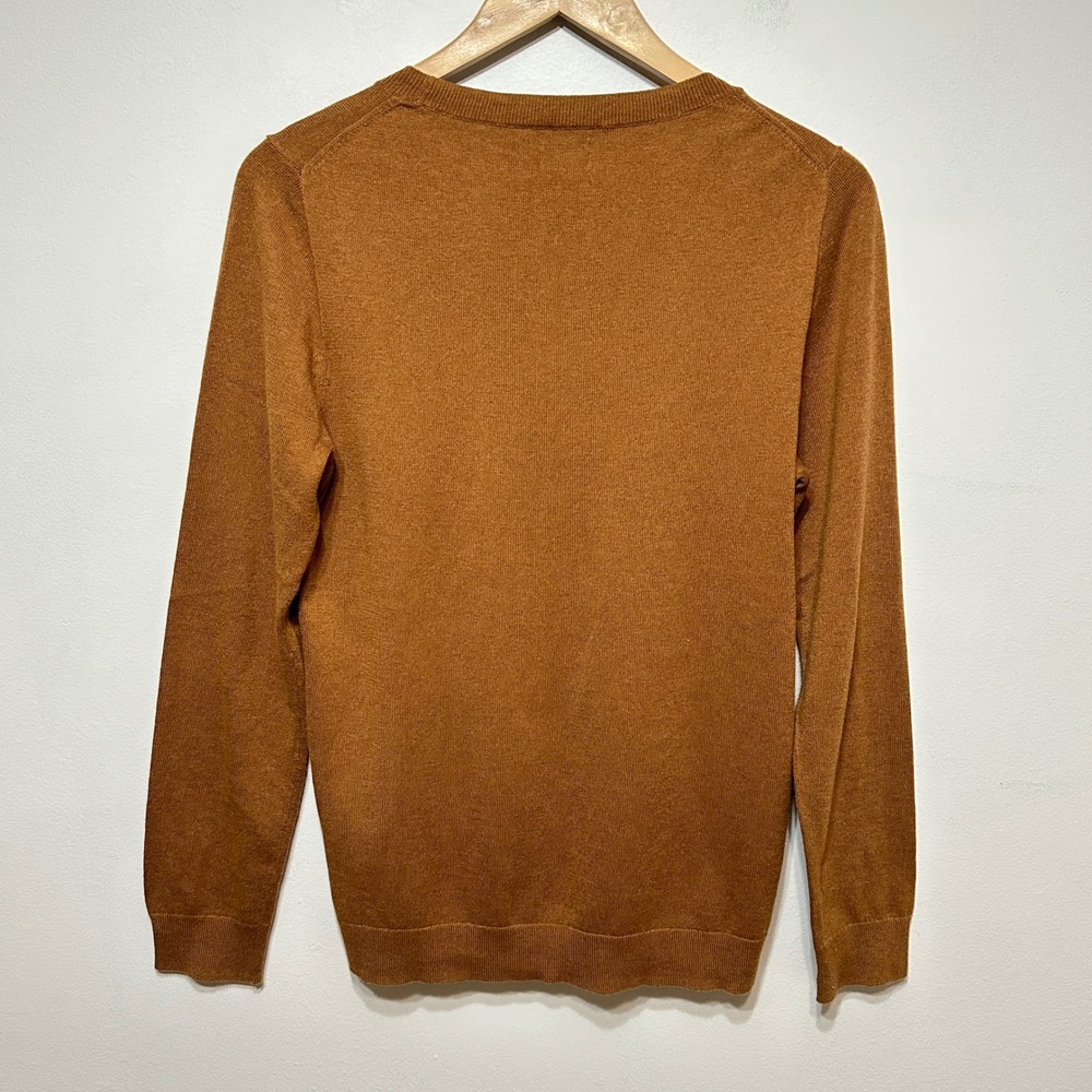 J.Crew Llama Sweater Women Medium Brown Embroidered Animal Cotton Wool Whimsical - Picture 7 of 7